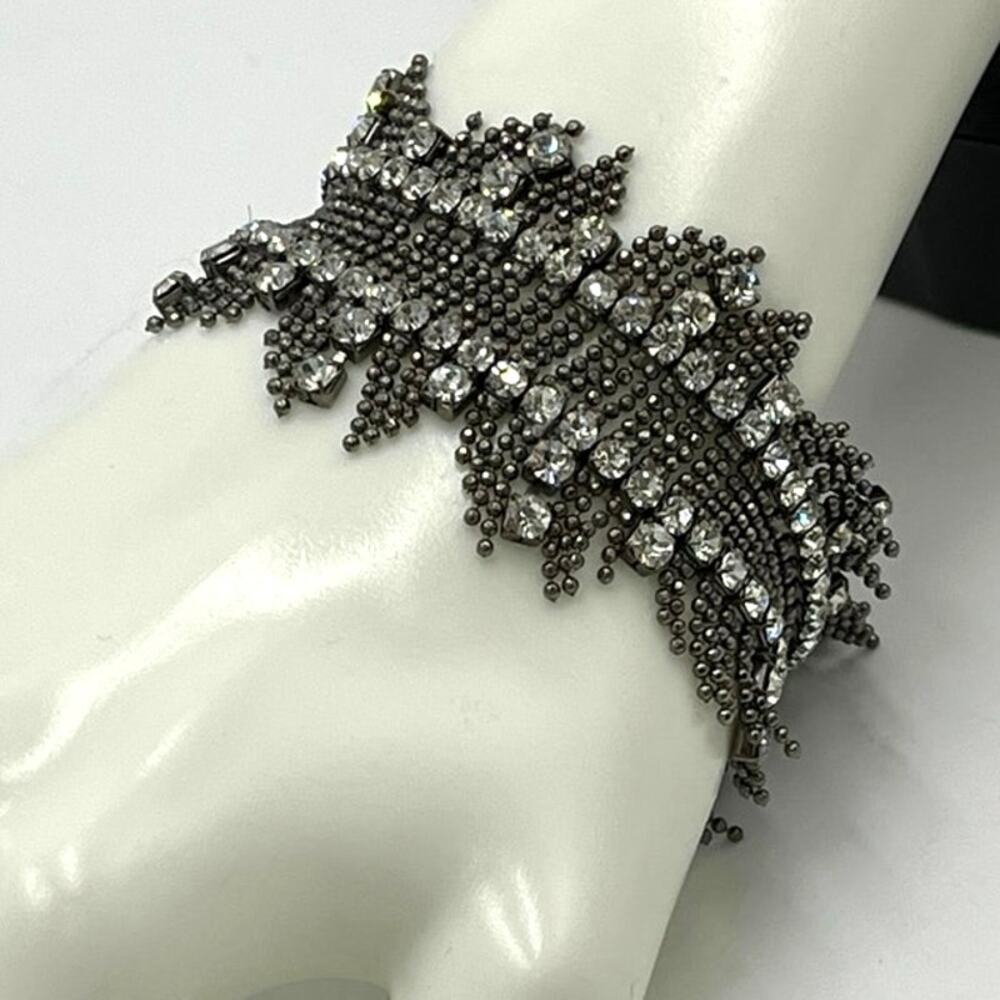Lee Angel Roxanne‎ Assoulin Mesh Rhinestone Crystal Bead Fringe Stretch Bracelet